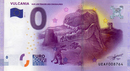 Billet Touristique Souvenir Monnaie De Paris MDP Euro Vulcania Sur Les Traces Des Dinosaures - Otros & Sin Clasificación