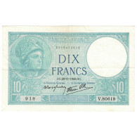 France, 10 Francs, Minerve, 1940, V.80619, SUP, Fayette:07.22, KM:84 - 10 F 1916-1942 ''Minerve''