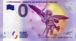 Billet Touristique Souvenir Monnaie De Paris MDP Euro Le Mont St Michel Abbaye L'archange - Andere & Zonder Classificatie