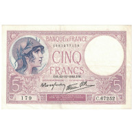 France, 5 Francs, Violet, 1940, C.67252, SUP, Fayette:04.17, KM:83 - 5 F 1917-1940 ''Violet''