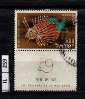 ISRAELE      1962         Pesci 0,08 Usato Con Bandella - Used Stamps (with Tabs)