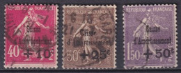 1930 - SERIE COMPLETE YVERT N° 266/268 OBLITERES  - COTE = 145 EUR. - SEMEUSE CAISSE D'AMORTISSEMENT - 1927-31 Caisse D'Amortissement