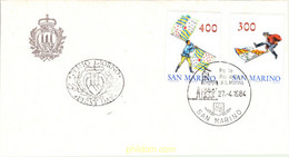 377040 MNH SAN MARINO 1984 CONSTITUCION DEL GRUPO DE JUGADORES DE BANDERAS DE SAN MARINO - Used Stamps
