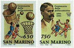 52296 MNH SAN MARINO 1991 CENTENARIO DEL BALONCESTO - Gebraucht