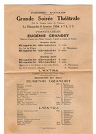 VP20.869 - Paroisse D'ANGLES ( Vendée ) 1938 - Programme - Grande Soirée Théâtrale - Eugénie GRANDET - Honoré De BALZAC - Programmi