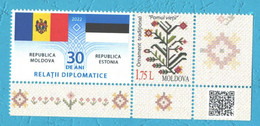 2022 , Moldova ,30 Years Of Diplomatic Relations Between Republic Of Moldova And Republic Of Estonia , Personal Stamp - Moldova