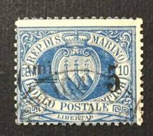 1877 - San Marino - Bollo Postale - Cifra O Stemma - 10 Cent - Usato - Used Stamps