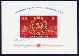 ROMANIA 1961 Communist Party 40th Anniversary Block Used.  Michel Block 49 - Blocks & Kleinbögen