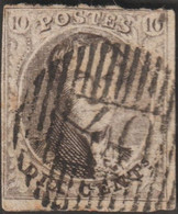 Belgique 1851 COB 6, 10 C Léopold Ier Filigrane LL. Oblitéré D 40, Mont-Saint-Guibert - 1851-1857 Médaillons (6/8)