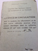 Licence De Circulation/Ministère TP Transports  Tourisme /L.ROUVERY/Saint Yrieix La Perche/Hte Vienne/1957    AEC245 - Collezioni