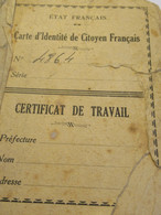 Carte D'identité De CITOYEN FRANCAIS /Certificat De Travail /Etat Français/M.ROUVERY/Saint Yrieix La Perche/1957  AEC246 - Sammlungen