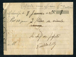 Jeton-papier Coloniale 1926 - Camp De Mahiridja Au Maroc "Bon Pour 3 Kilos De Viande / Popote Sous-officiers" - Noodgeld