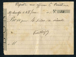 Jeton-papier Coloniale 1926 - Camp De Mahiridja Au Maroc "Bon Pour 4 Kilos De Viande / Popote Sous-officiers" - Noodgeld