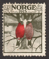 BIRD Bullfinch Christmas GOD JUL Kvinners Sanitetsforening NKS TBC Tuberculosis Label Cinderella Vignette 1913 NORWAY - Altri & Non Classificati