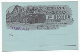 18507 " ALBERGO RISTORANTE CAPPEL D'ORO-F.LLI BIONDA-TORINO "VERA FOTO-CART. POST. NON SPED. - Bars, Hotels & Restaurants