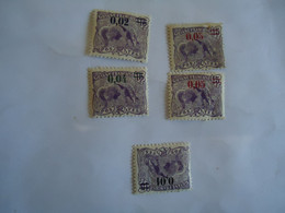 GUIANA FRENCH  MLN    5  STAMPS  1922 ANIMALS OVERPINT - Other & Unclassified