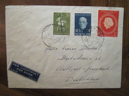 Nederland 1958 Hollande Pays Bas Cover Enveloppe Par Avion Per Luchtpost Germany - Storia Postale