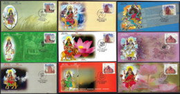 INDIA 2020 NAVRATRI DURGA PUJA HINDU GODDESS SET OF 9 SPECIAL COVER USED RARE - Briefe U. Dokumente