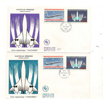 NOUVELLES HÉBRIDES 8 OCT 1968 ENVELOPPES 1ER JOUR EMISSION FRANÇAISE ET ANGLAISE PROJET CONCORDE - Cartas & Documentos