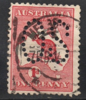 Australie Kangourous 1Penny Rouge PERFORE - Australia Kangaroos SG  2 Oblitéré One Penny RED PERFIN - Gebraucht