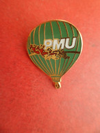 Pins  émail EGF - Ballon Montgolfière - PMU - Paris Turf - Cheval - Signé Badge Impact - Montgolfières