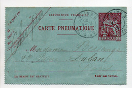 - CARTE PNEUMATIQUE PARIS, Rue Bayen Pour Rue Duban 21.5.1905 - 30 C. Type Chaplain - - Pneumatic Post