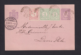1891 - 2 1/2 C. Ganzsache Mit 2-Farbenzufrankatur Ab Gorinchem Nach Davos - Brieven En Documenten