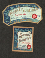 ETIQUETTE / CREME FLOREINE A ET SAVON FLOREINE ECHANTILLON  GIRARD PARIS  D1420 - Etiquettes