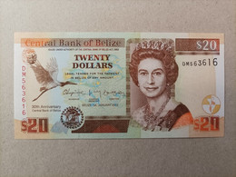 Billete De Belize De 20 Dolares, Año 2012, Conmemorativo Del 30 Aniversario Del Banco Central, UNC - Belice
