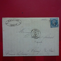 LETTRE BREST POUR THERAY 1870 - 1863-1870 Napoléon III Lauré