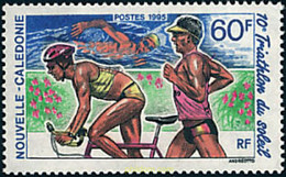 44577 MNH NUEVA CALEDONIA 1995 10 TRIATHLON DEL SOL - Usati