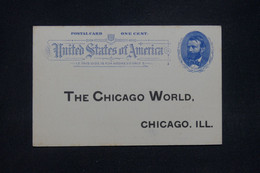 ETATS UNIS - Entier Postal Avec Repiquage Commercial Pour Chicago , Non Circulé - L 133522 - ...-1900