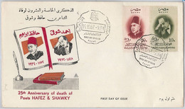 45463-EGYPT - POSTAL HISTORY - FDC COVER 1957 Scott# 406/407 - POETS Litterature - Ecrivains