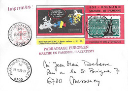 Yvert 2315 Porte-timbre Sur Lettre MARCHE En FAMENNE - Cad 01 10 90 - Vignette SOS Roumanie - De L'Atlantique à L'Oural - Cartas & Documentos