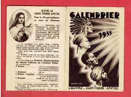 CALENDRIER 1935 L OEUVRE DE SAINT PIERRE APOTRE SAINTE THERESE DE L ENFANT JESUS - Small : 1921-40