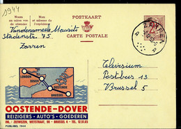 Publibel Obl. N° 1944  ( OOSTENDE - DOVER - Trains - Autos - Port Avec Grues) Obl. ZARREN - A A - 02/12/53 - Werbepostkarten