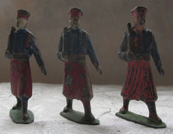 Figurines 1945-1951 Quiralu Lot De Trois Soldats Spahi Hauteur 64 Mm  Plomb Creux - Quiralu