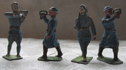 Figurines 1952-1954 Quiralu Lot De Quatre Soldats 1er Guerre Poilus Hauteur 59 Mm   Plomb Creux - Quiralu