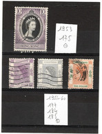 HONG-KONG 1953-60 YT N° 175-177-184-185 Oblitérés - Used Stamps