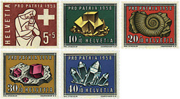 91316 MNH SUIZA 1958 PRO PATRIA. MINERALES Y FOSILES - Fossili