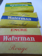 3 Bouteilles D'encre Waterman Anciennes Encore Majoritairement Emplies/Bleue-Rouge-Verte/JIF Paris/Vers1960-1970  CAH336 - Inkwells
