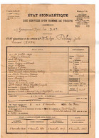 VP20.879 - MILITARIA - Etat Signalétique Des Services D'Un Homme De Troupe - Maréchal Des Logis DEBRAY Né à ORIGNY...... - Documenti