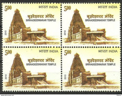 INDIA 2010 Brihadeeswarar Temple Thanjavur, 1000 Years Of Completion Block Of 4 MNH As Per Scan - Autres & Non Classés