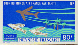 147804 MNH POLINESIA FRANCESA 1973 VUELTA AL MUNDO "AIR FRANCE" POR TAHITI - Usati