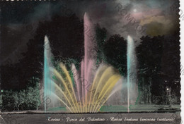 CARTOLINA  TORINO,PIEMONTE,PARCO DEL VALENTINO-NUOVA FONTANA LUMINOSA (NOTTURNO),MEMORIA,BELLA ITALIA,VIAGGIATA 1955 - Parks & Gärten