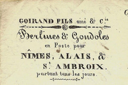 1831 GOIRAND  BERLINES ET GONDOLES NIMES ALAIS ET ST AMBROIX => Maire à St Ambroix TRANSPORT ARMES 6 FUSILS  B.E. - 1800 – 1899