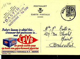 Publibel Obl. N° 1140 ( SAvon Pour Bébé CEVE ) Obl. OOSTENDE  1953 - Werbepostkarten