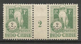 INDOCHINE TAXE N° 34 Millésime 2 NEUF* TRACE DE CHARNIERE / MH - Postage Due