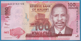 MALAWI 100 KWACHA 01.01.2012 # AA3142726 P# 59a James Frederick Sangala - Malawi