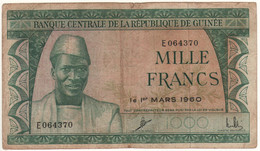 GUINEA 1000 Francs P15   Dated  1st Mars 1960  (President Touré At Front + Banana Harvest At Back) - Guinea